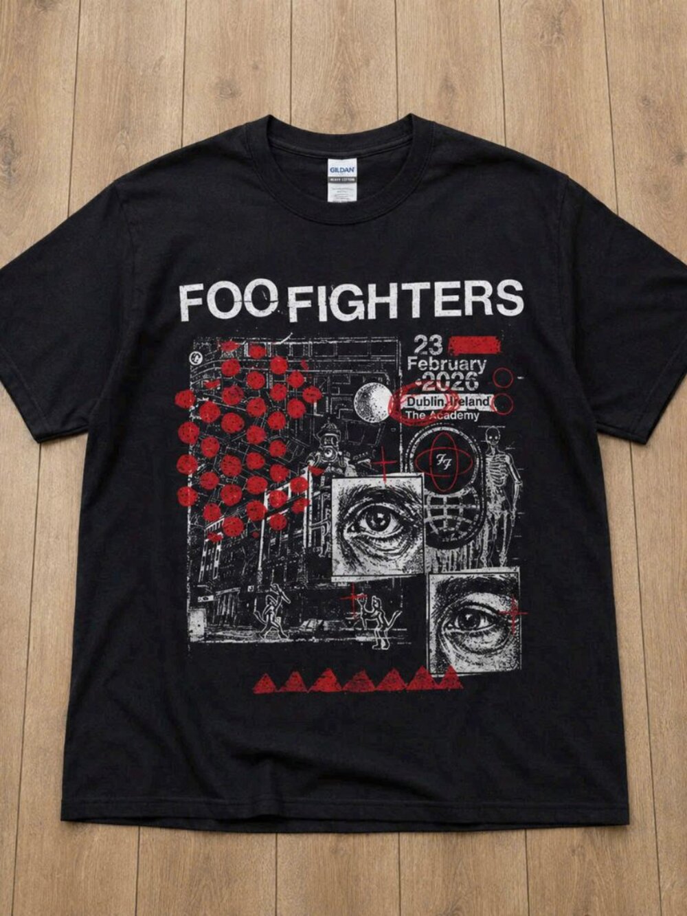 Vintage Dublin Ireland Concert Tour Graphic Tee Black Short Sleeve T-Shirt
